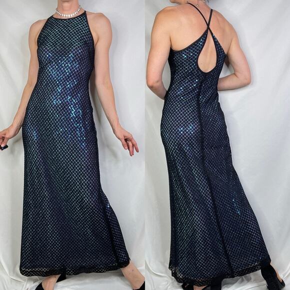 Rampage sequin mesh overlay maxi dress prom gown purple long hoco Y2K 90s S - Picture 14 of 14